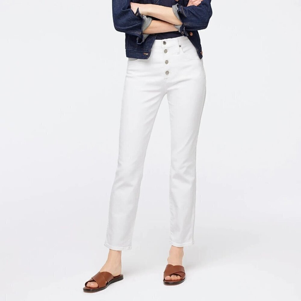 J Crew Womens Size 34 10inch Vintage Slim Straight Jean White Stretch L4729 $110